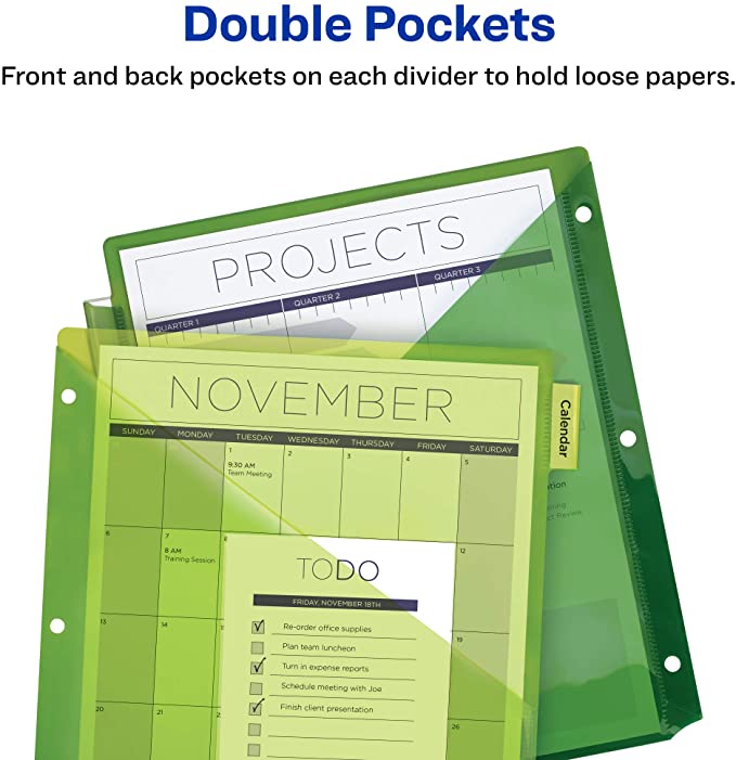 Avery Big Tab Insertable Two-Pocket Plastic Dividers. 8 Multicolor Tabs. Case Pack of 24 Sets (11907)