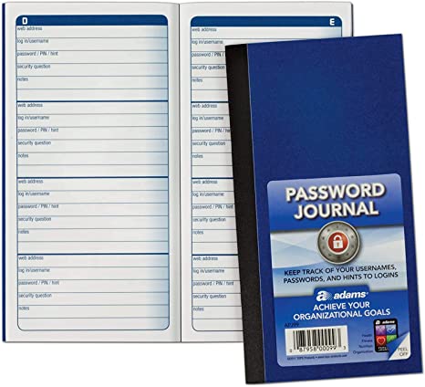Adams APJ99 6.25" X 3.25" Password Journal