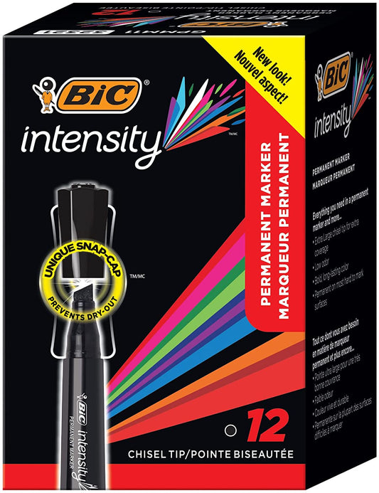 BIC Mark-it Retractable Permanent Markers. Black. 12-Count