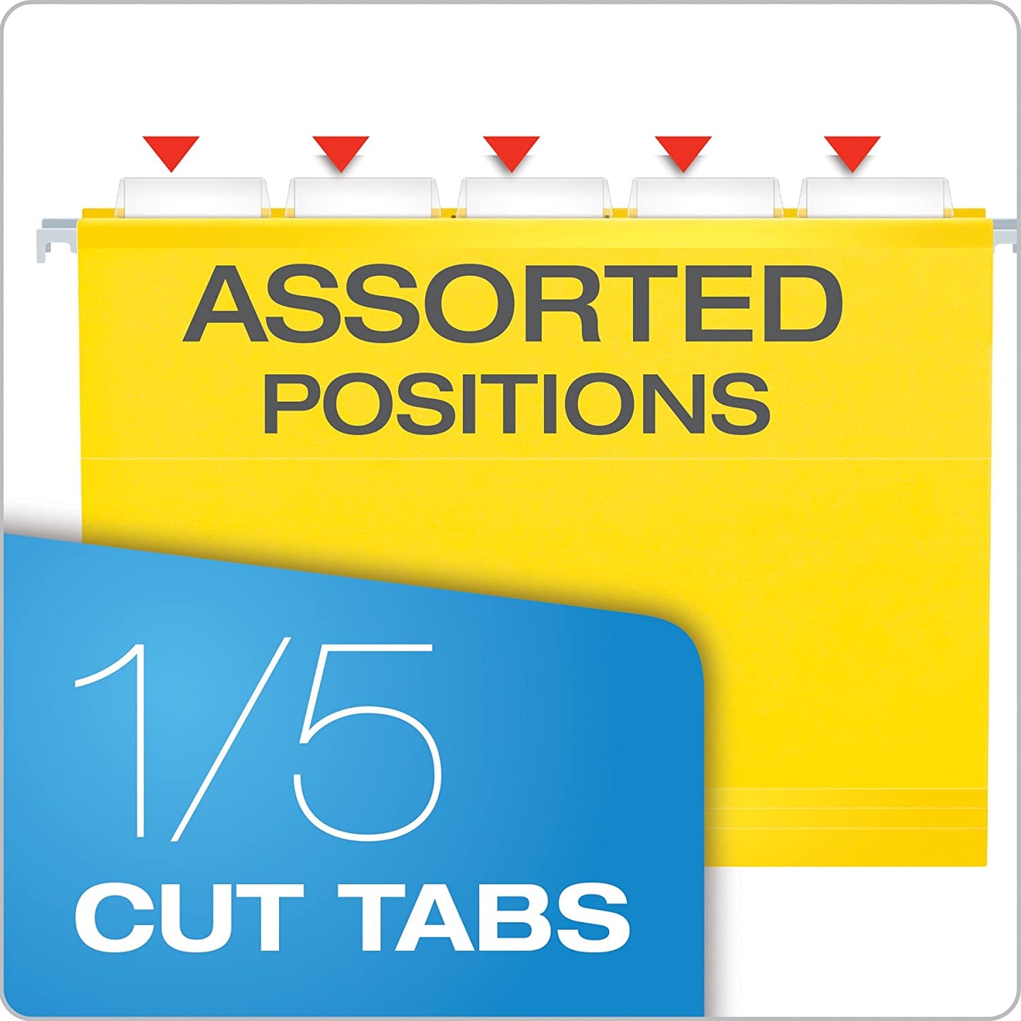 Pendaflex Reinforced Hanging File Folders, Letter Size, Yellow, 1/5 Cut, 25/BX (4152 1/5 YEL)