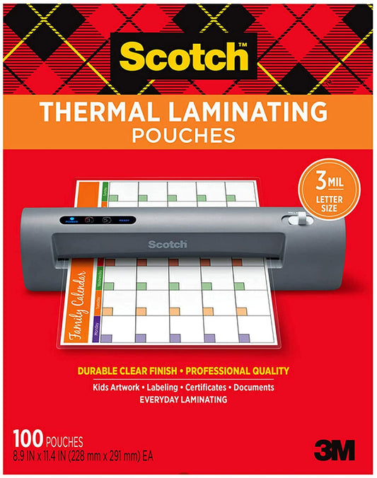 Scotch Thermal Laminating Pouches. 100-Pack. 8.9 x 11.4 Inches. Letter Size Sheets (TP3854-100)