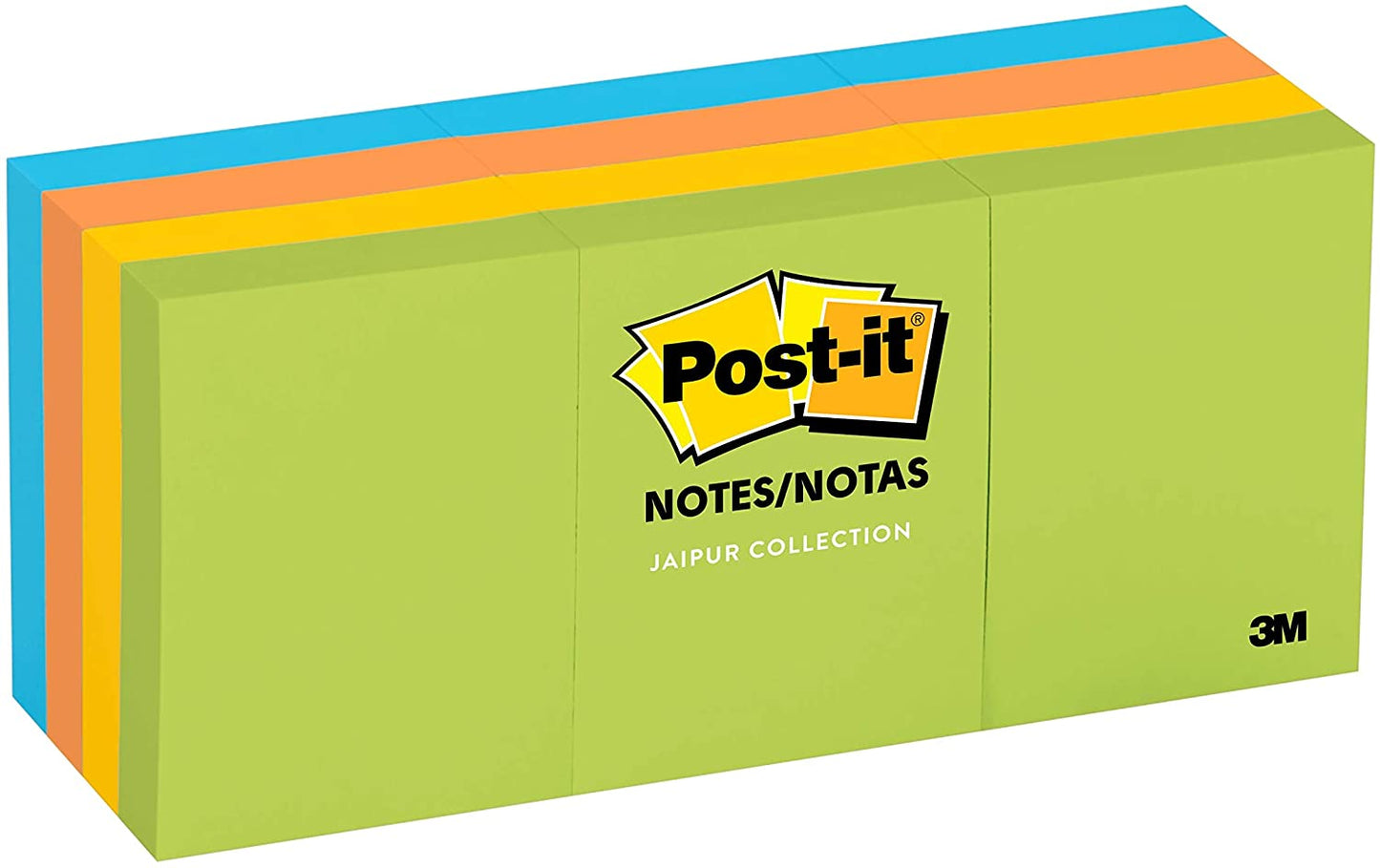 Post-it Mini Notes. 1.5x2 in. 12 Pads. America's #1 Favorite Sticky Notes. Jaipur Collection. Bold Colors (Green. Yellow. Orange. Purple. Blue). Clean Removal. Recyclable