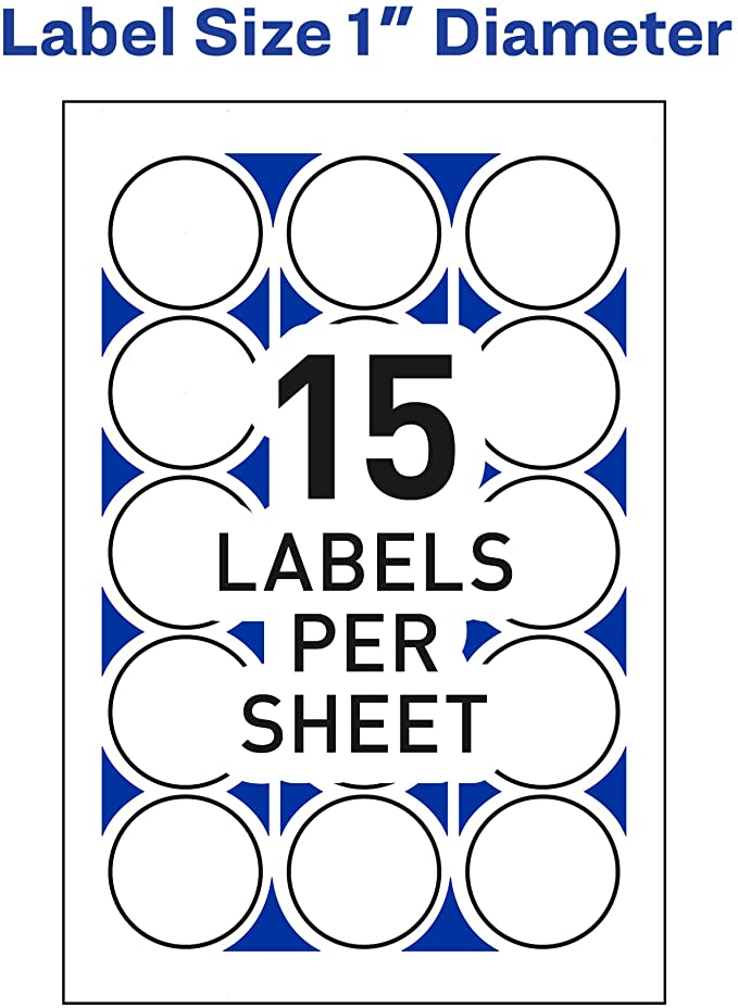 Avery Mailing Seals. 1" Round Labels. White. 600 Printable Mailing Labels (05247)