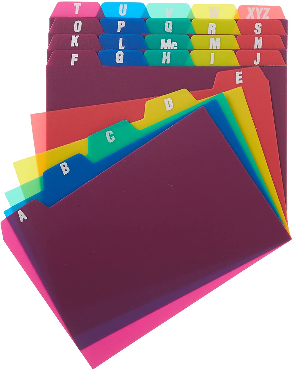 Oxford Poly Index Card Guides, Alphabetical, A-Z, Assorted Colors, 4" x 6" Size, 25 Guides per Set (73154)