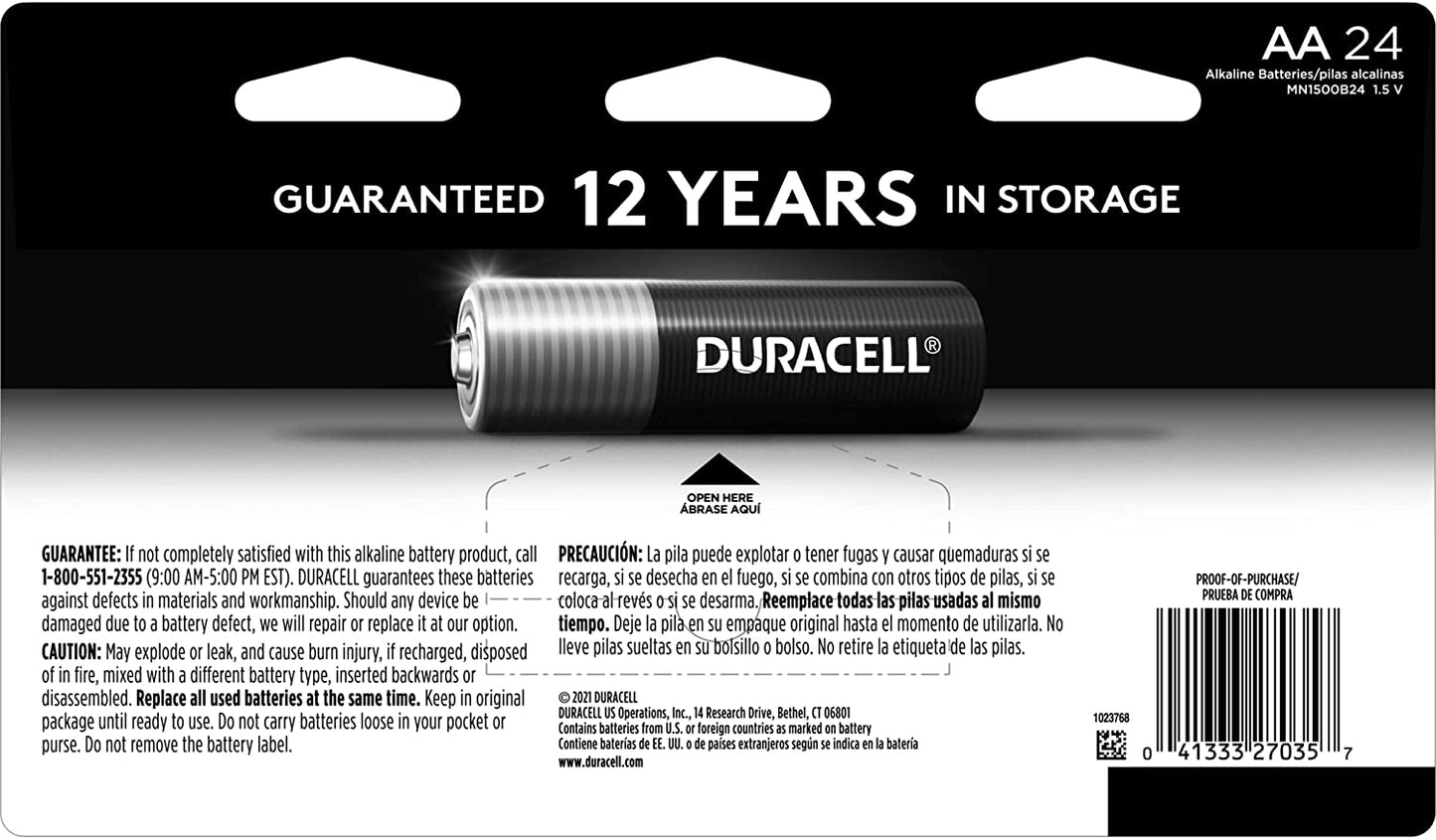 Duracell - CopperTop AA Alkaline Batteries - long lasting. all-purpose Double A battery for household and business - 24 Count