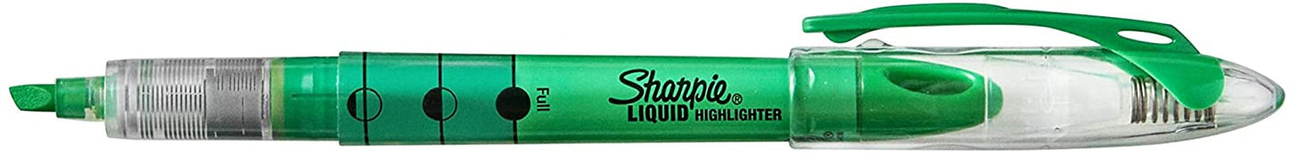 Sharpie Liquid Highlighters. Chisel Tip. Fluorescent Green. Box of 12