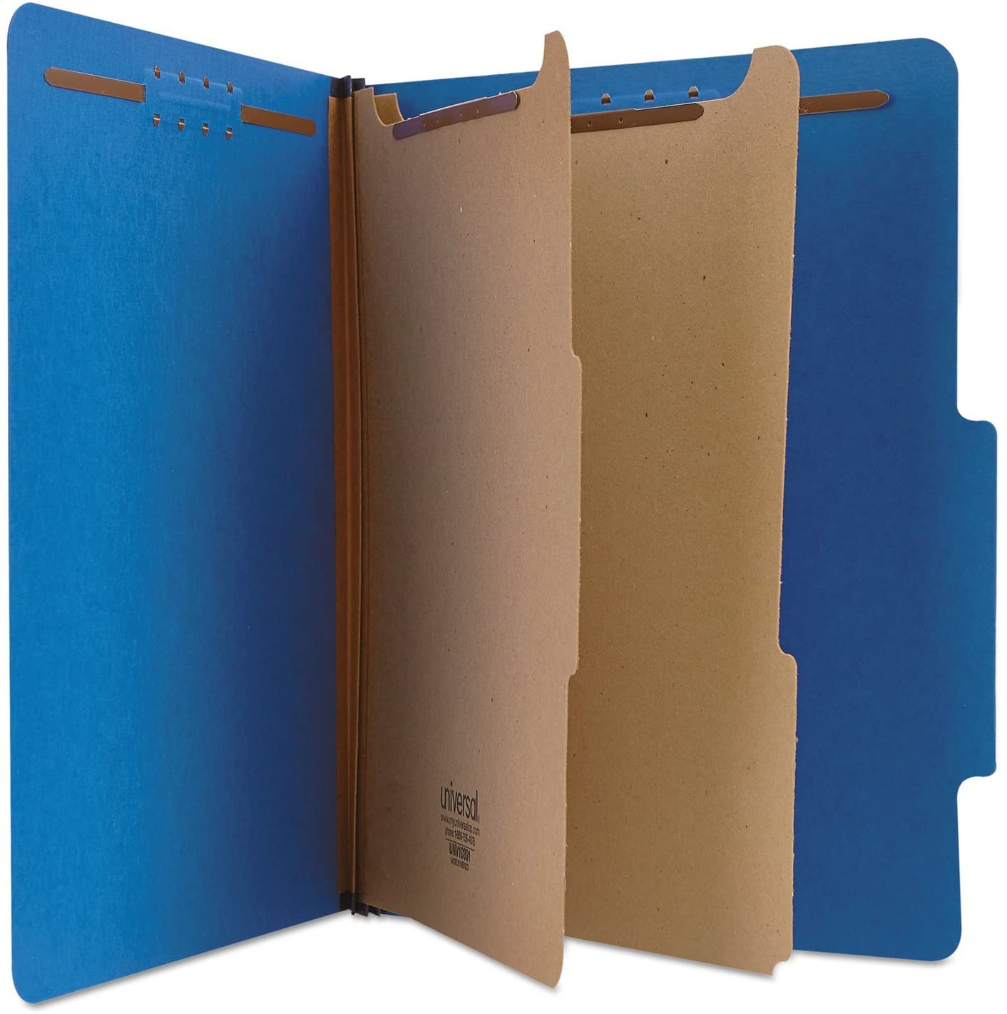 Universal Pressboard Classification Folders. Letter. Six-Section. Cobalt Blue. 10/Box (10301)