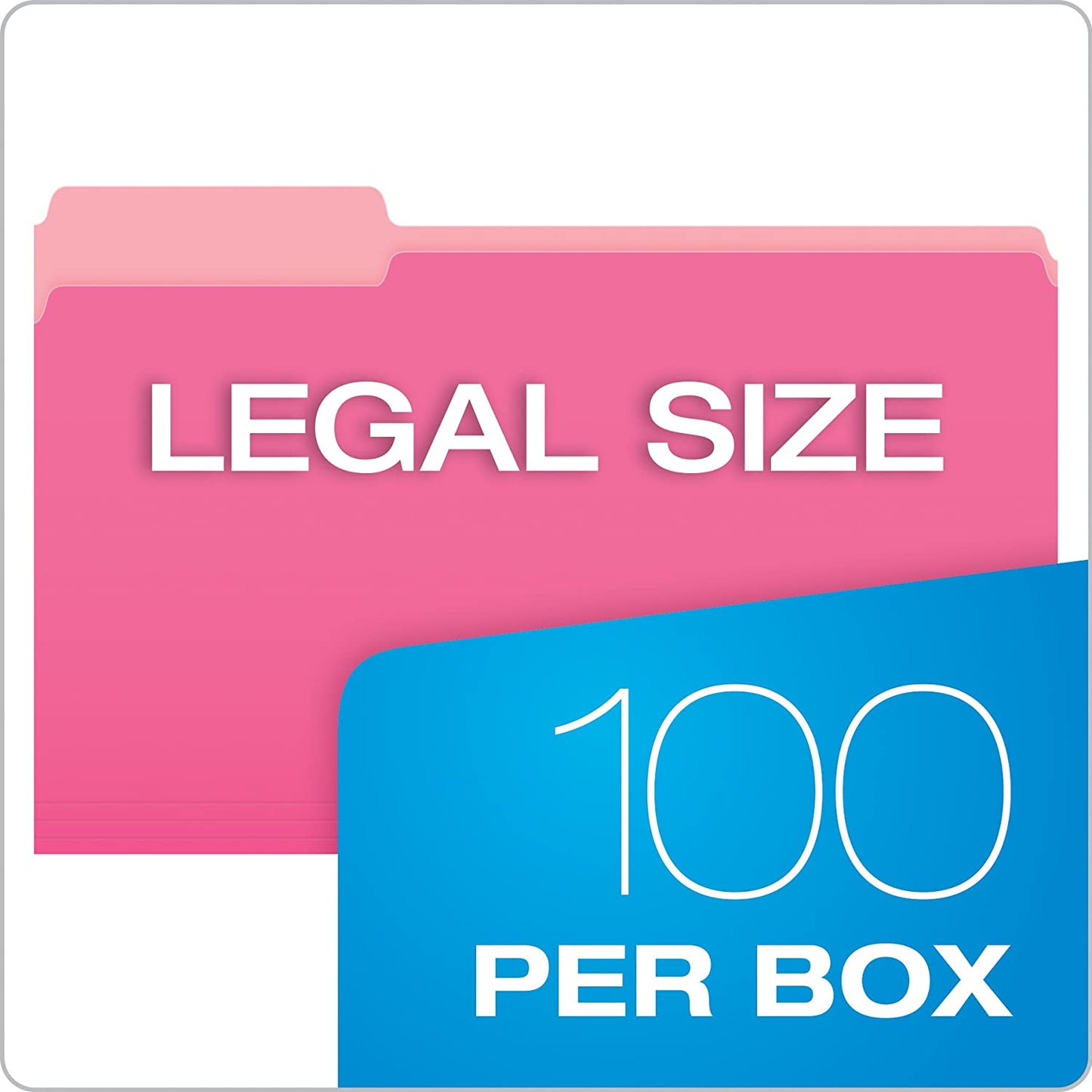 Pendaflex Two-Tone Color File Folders, Legal Size, Pink, 1/3 Cut, 100/BX (153 1/3 PIN)