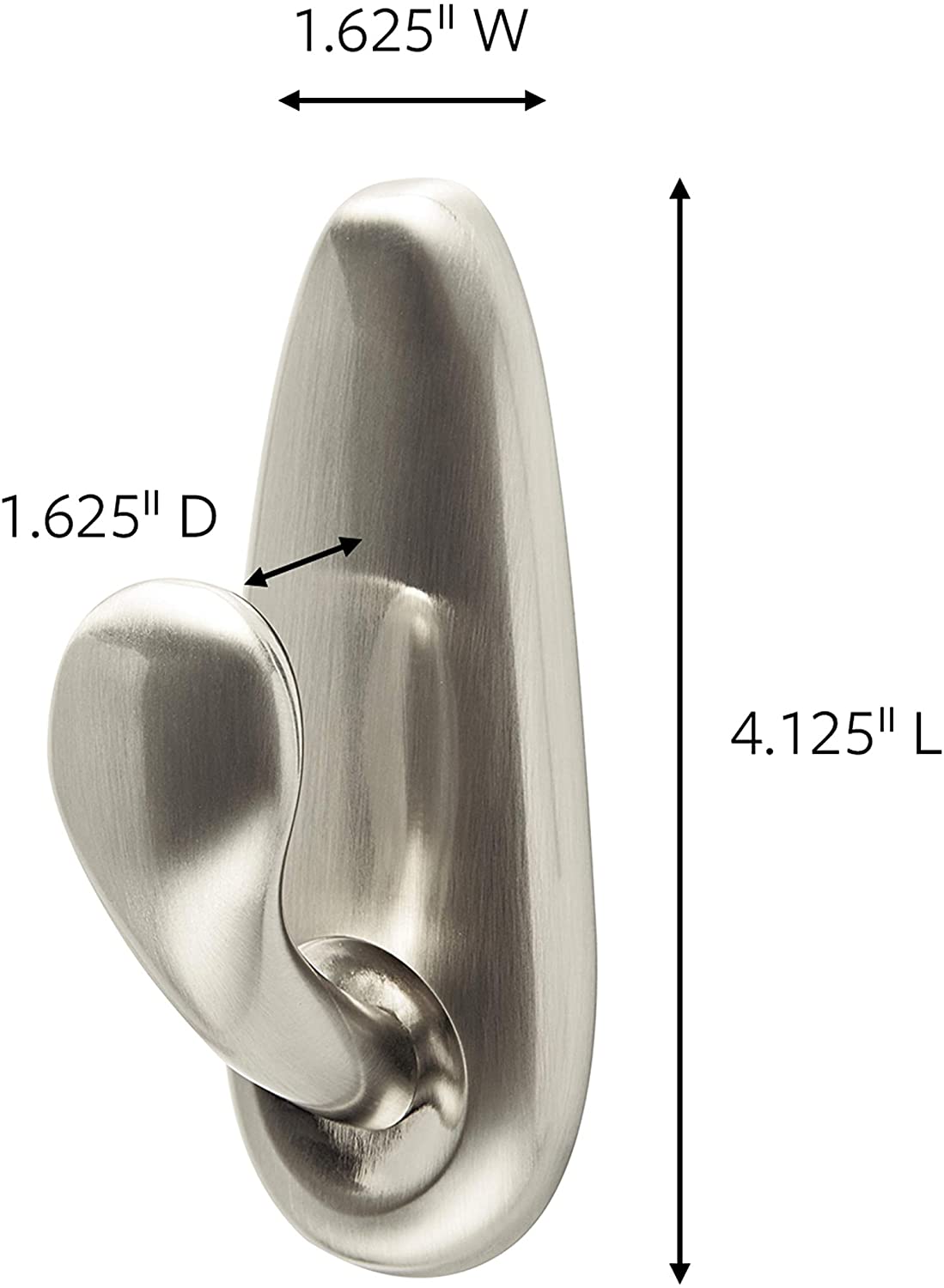 Command Large Metal Hook. Brushed Nickel. Indoor Use. 1-Hook. 2-Strips. Decorate Damage-Free