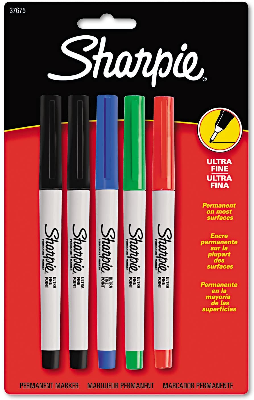 Sharpie 37675PP Permanent Markers Ultra Fine Point Assorted Colors 5/Set