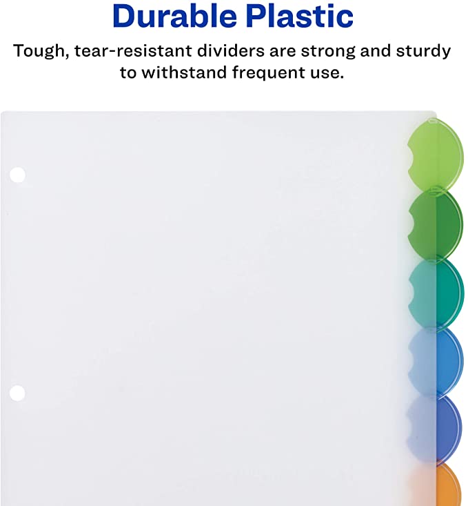 Avery 11201 Insertable Style Edge Tab Plastic Dividers. 8-Tab. Letter