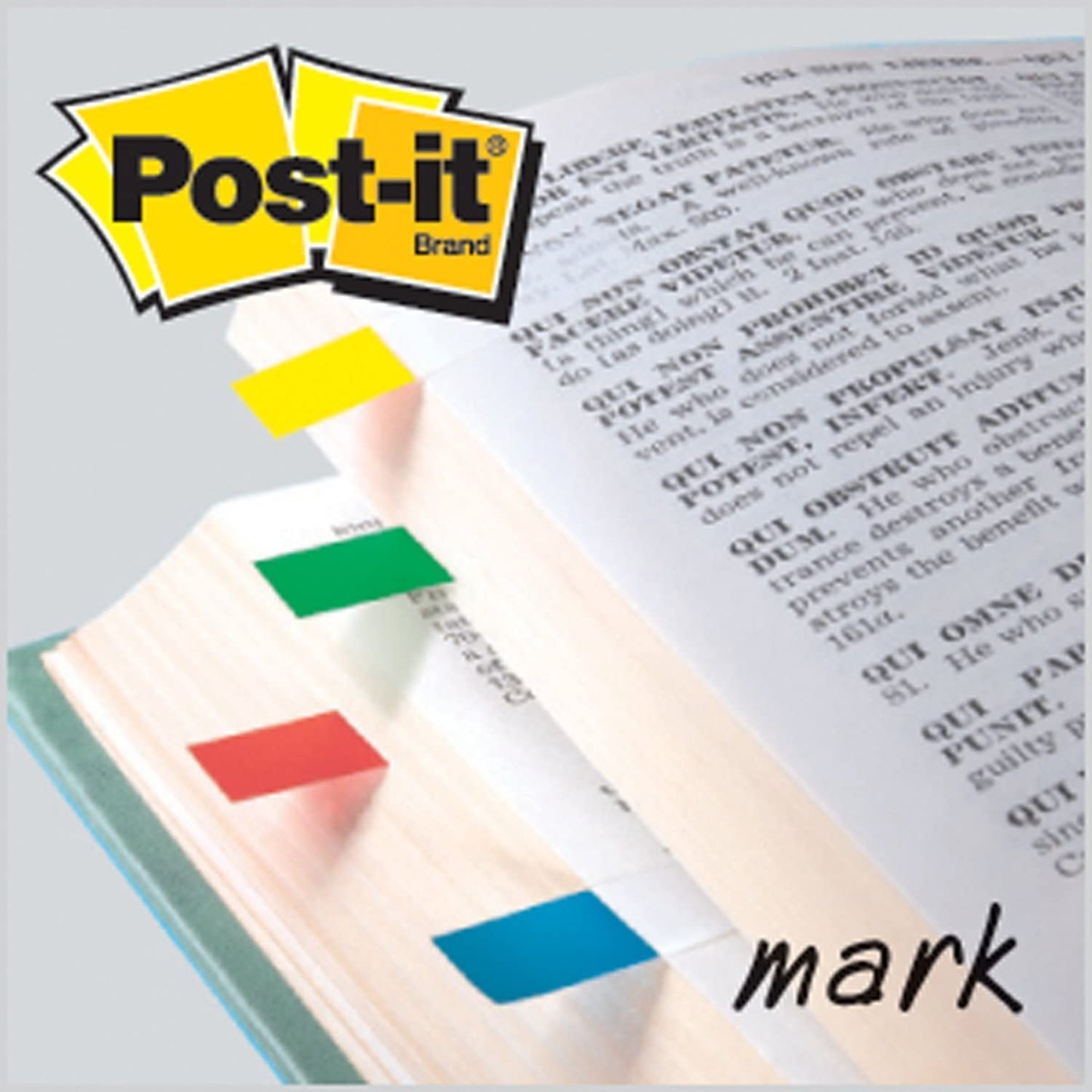 Set of 2 Post-it Flags. Assorted Primary Colors. 1/2 in Wide. 100/On-the-Go Dispenser bundled by Maven Gifts