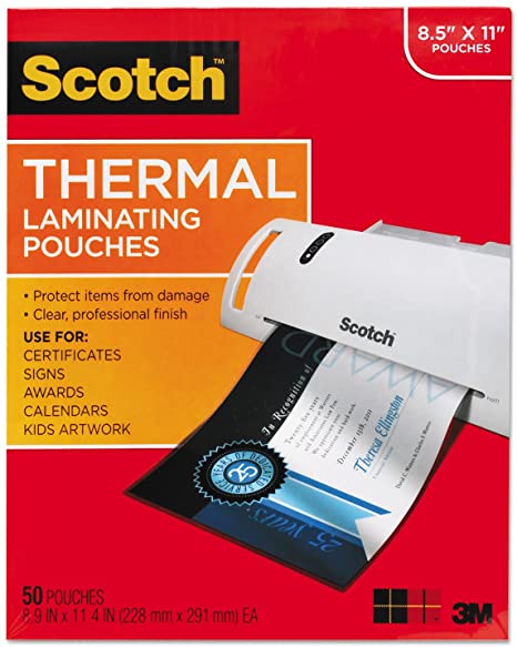 3M TP3854-50 Scotch Thermal Laminating Pouch - Letter - 8.50 inch Width x 11 inch Length9 inch x 11.5 inch Overall Size - 50 / Pack - Clear