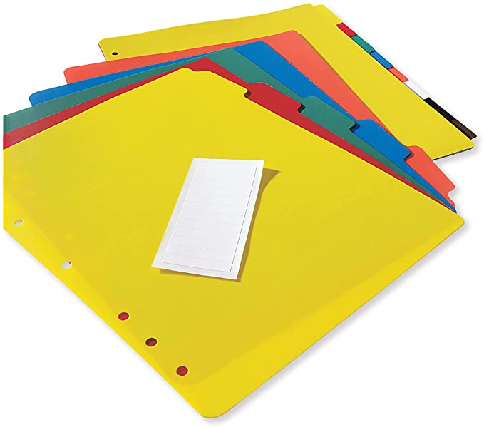 Avery 23080 Heavy-Duty Plastic Dividers w/White Tabs. 5-Tab. Letter
