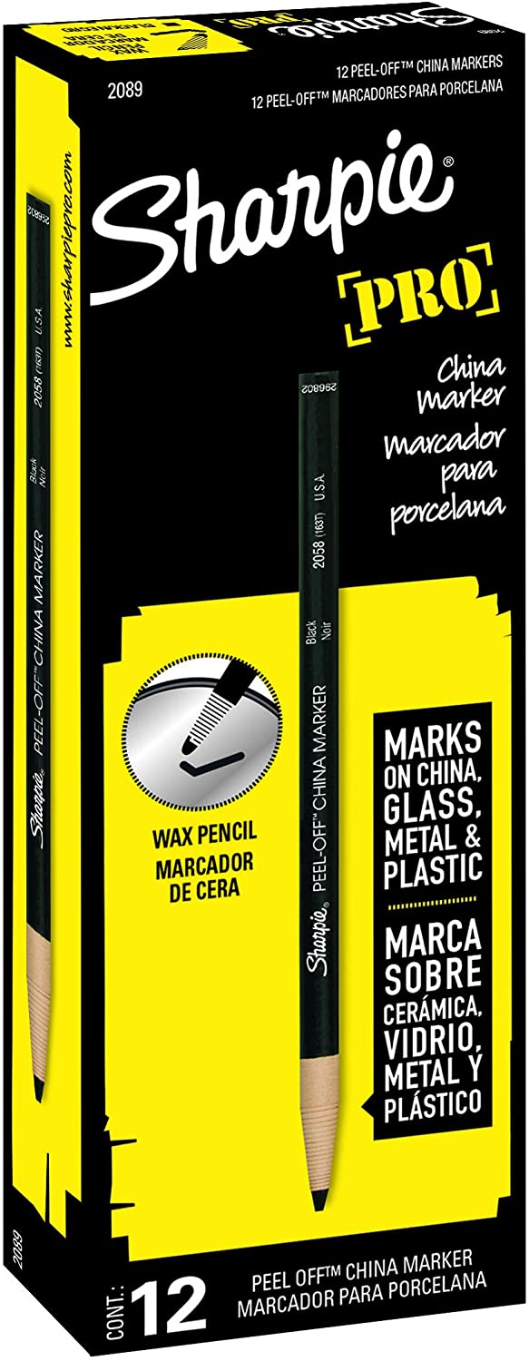 Sharpie PEEL-OFF Marker China, China Marker Bullet, 12 Pack, Black (2089)