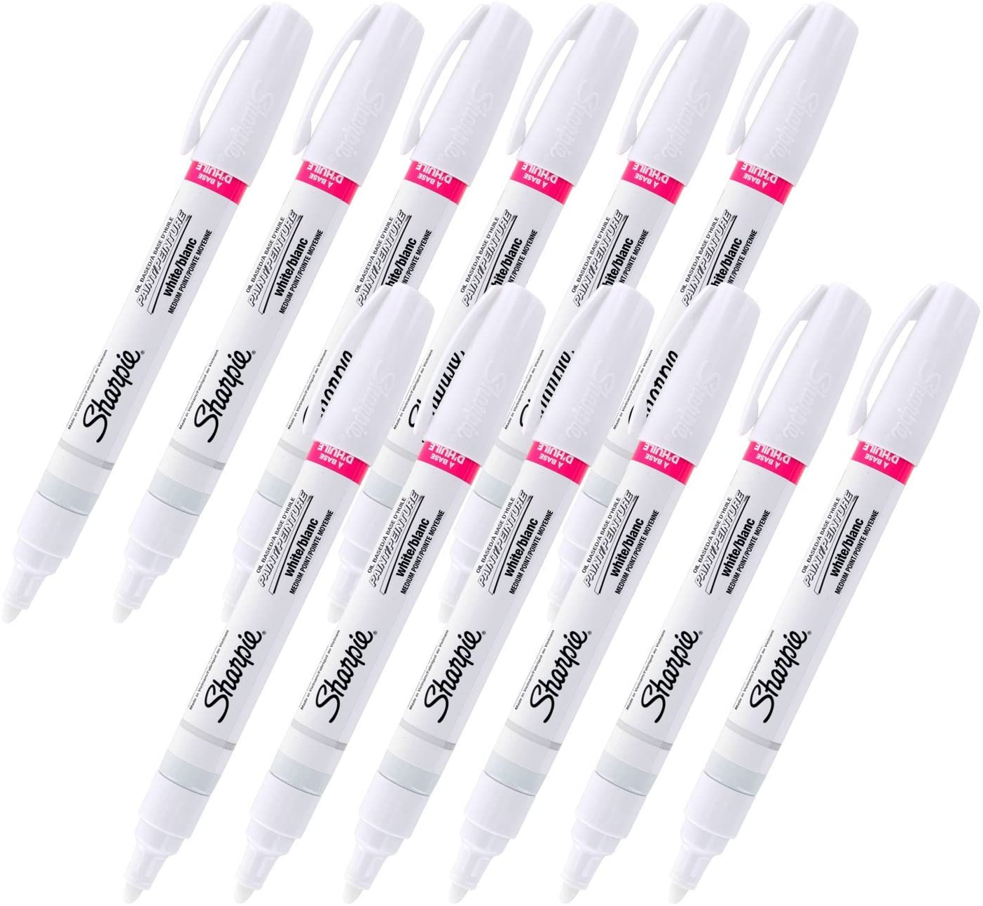 Sharpie Oil-Based Paint Marker. Medium Point. White Ink. Pack of 12