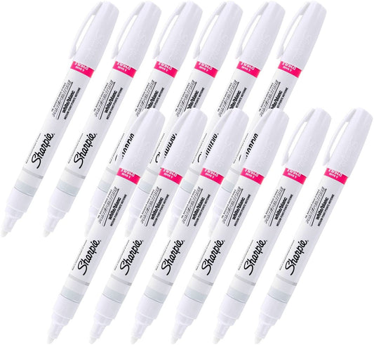 Sharpie Oil-Based Paint Marker. Medium Point. White Ink. Pack of 12