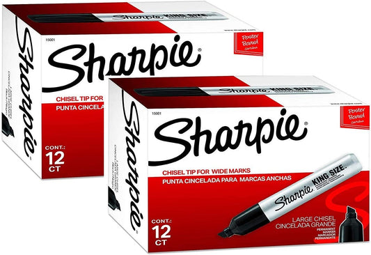 Sharpie Chisel Tip Pro Permanent Markers. King Size Black. 24-Count
