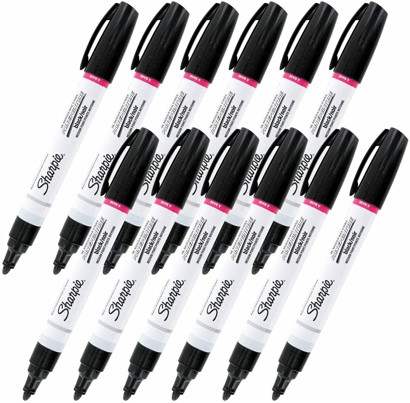 Sharpie Oil-Based Paint Marker. Medium Point. Black Ink. Pack of 12