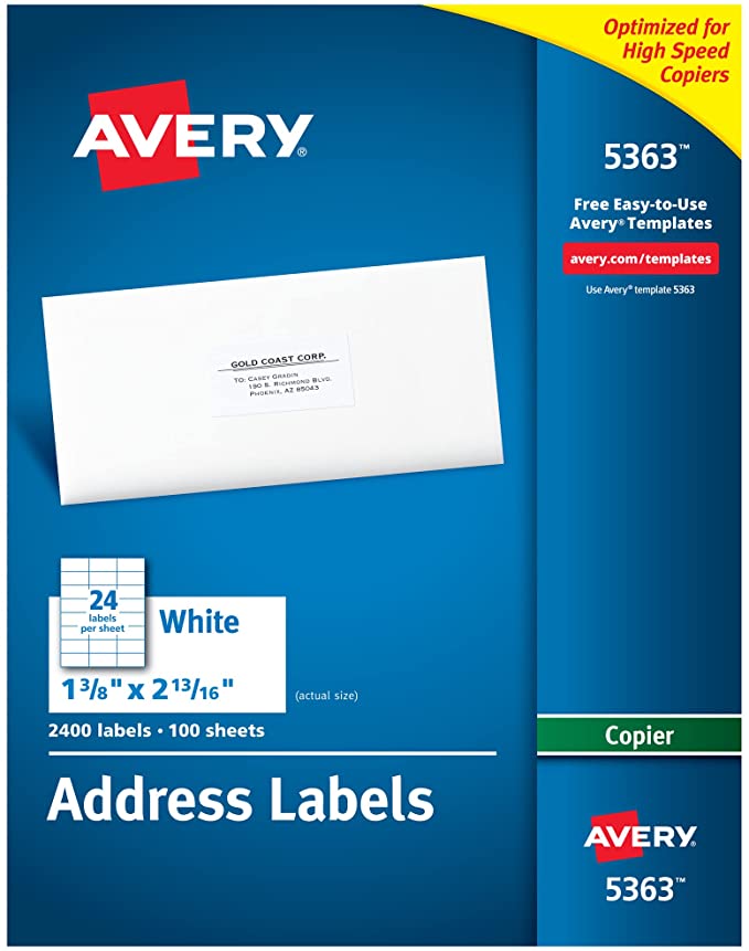 Avery White Copier Mailing Labels (5363)