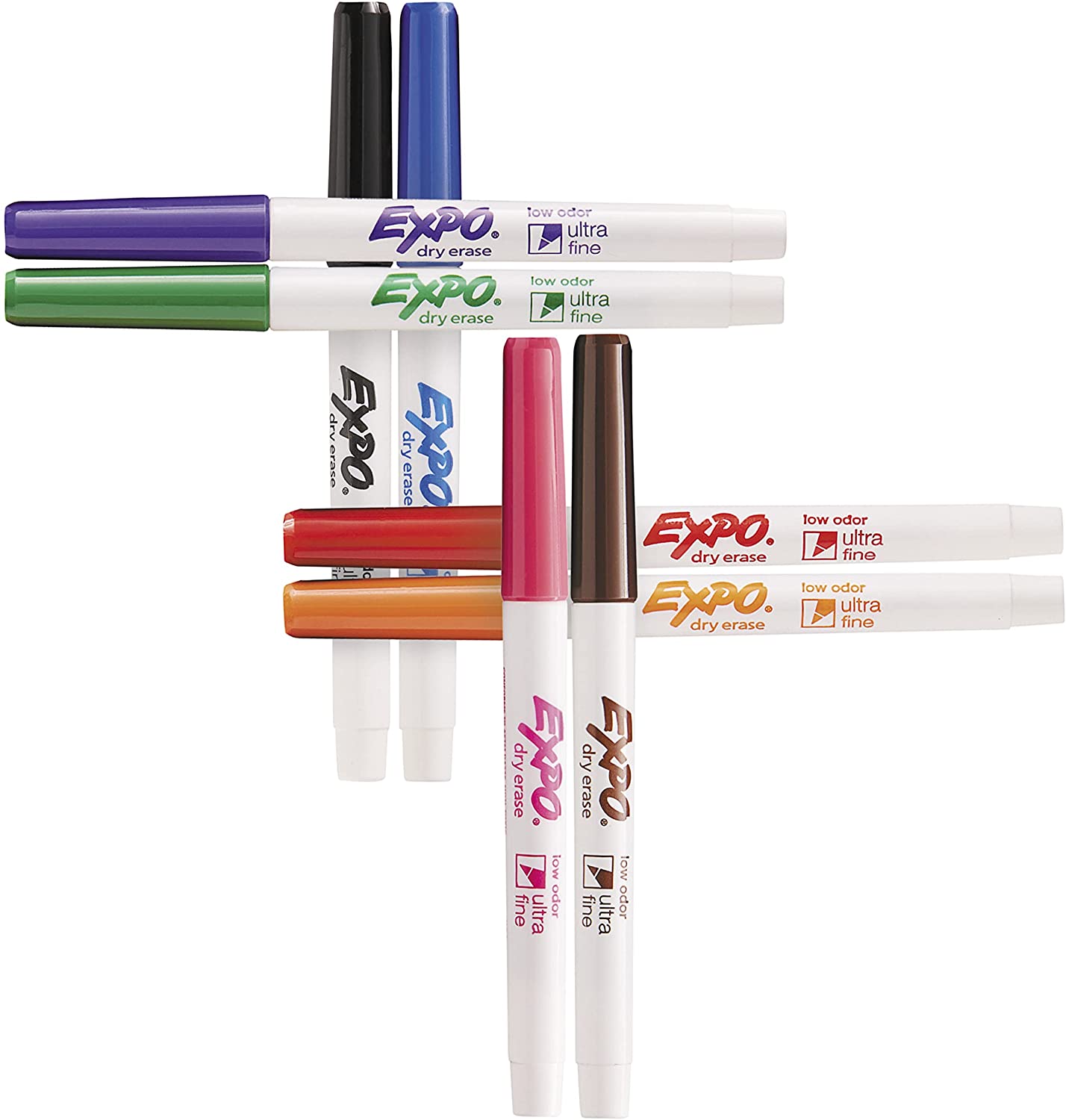 EXPO 1884309 Low-Odor Dry Erase Markers. Ultra Fine Tip. Assorted Colors. 8-Count