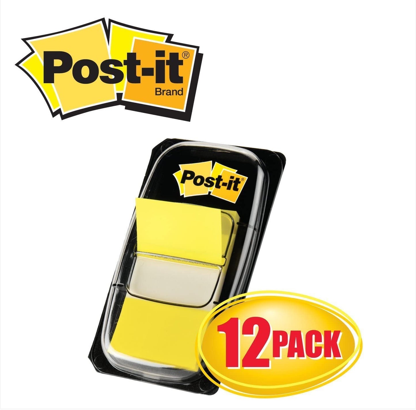 Post-it Flags Value Marking Flags in Dispenser. Yellow. 1 in Wide (680-YW2) 50 Page (Pack of 12)