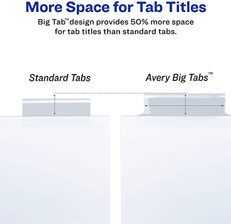 Avery 11223 Insertable Big Tab Dividers. 8-Tab. 11 1/8 x 9 1/4