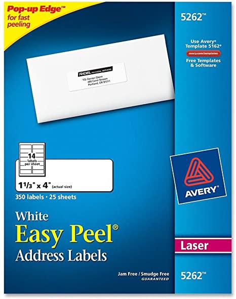 Avery Avery Easy Peel Mailing Label - 1.33 Width X 4 Length - 350 / Pack - Rectangle - 14/sheet - Laser