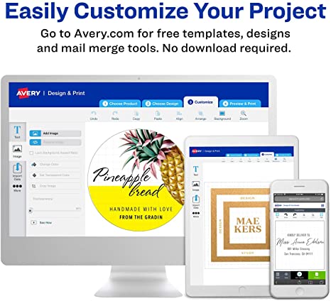 Avery Easy Peel Print-To-The-Edge Rectangle Labels, 2 x 3 Inches, Glossy Clear, Pack of 80 (22822)