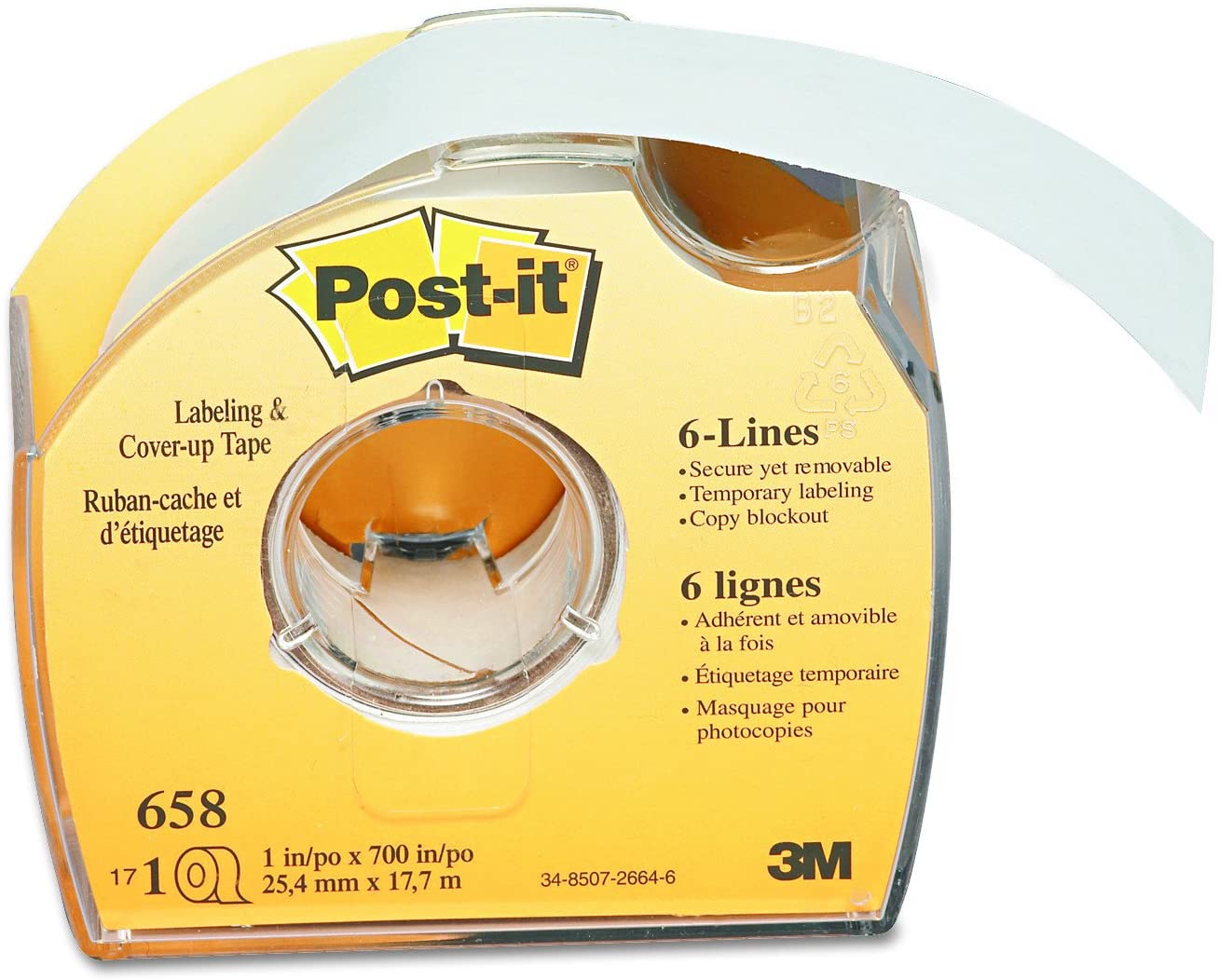 Post-it Labeling & Cover-Up Tape, 1 Roll, 1 in x 700 in (658)