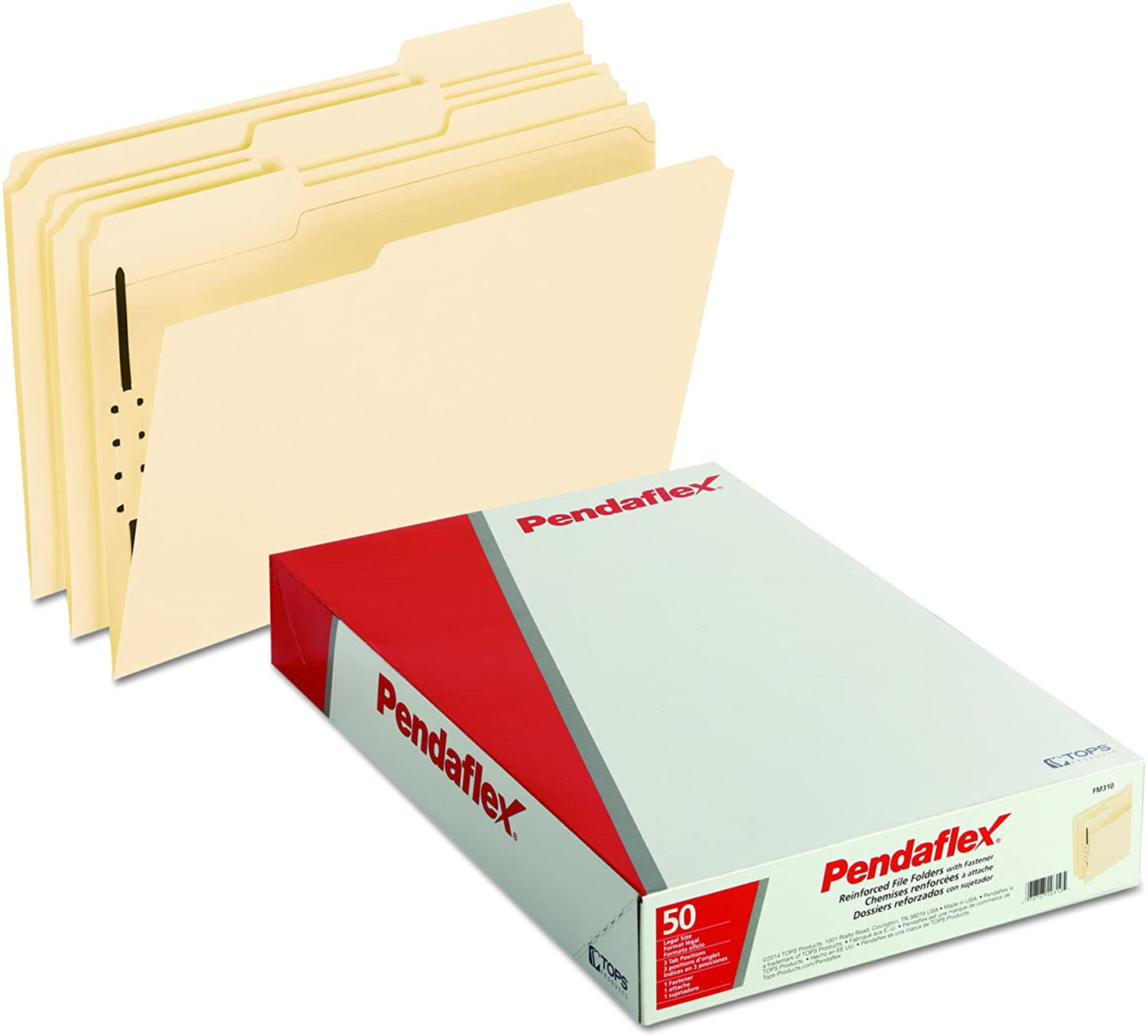 Pendaflex Manila Fastener Folders, Legal Size, 1 Fastener, 1/3 Cut, 50/BX (FM310EE)