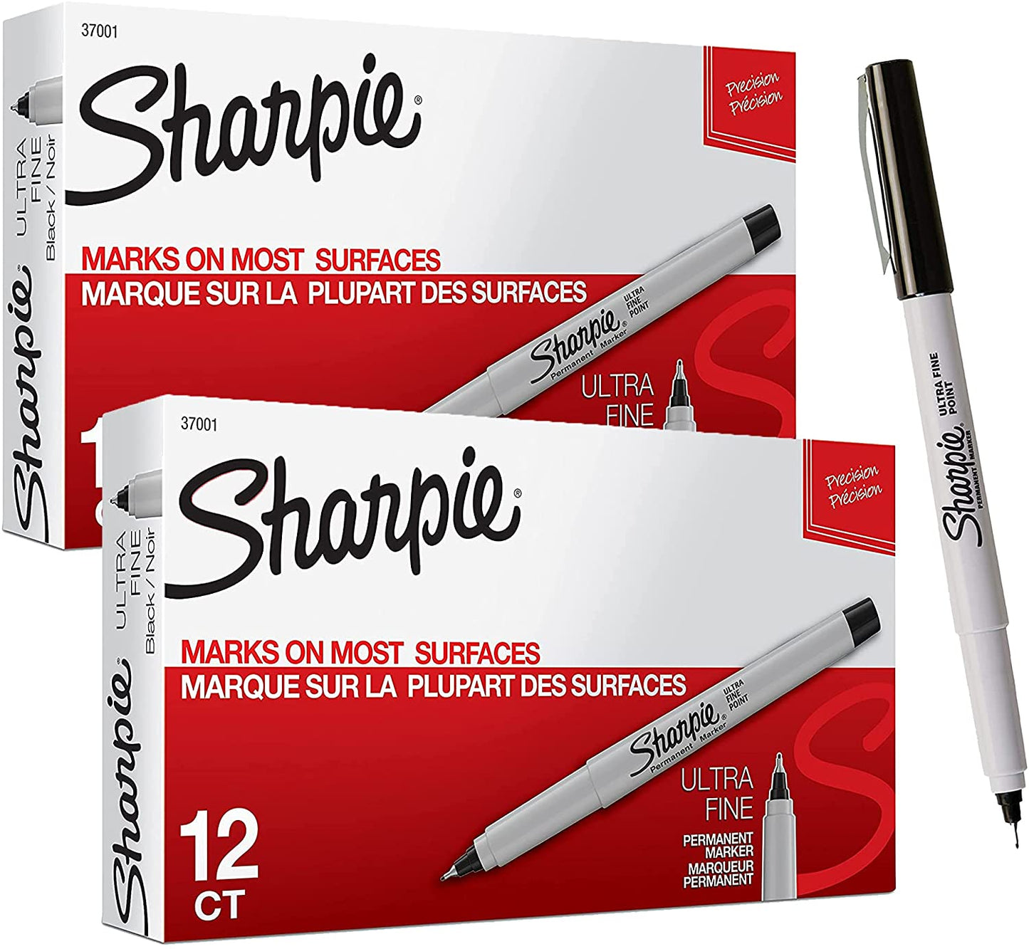 Sharpie 37001 Permanent Markers H7MS4 . Ultra Fine Point. Black. 24 Count