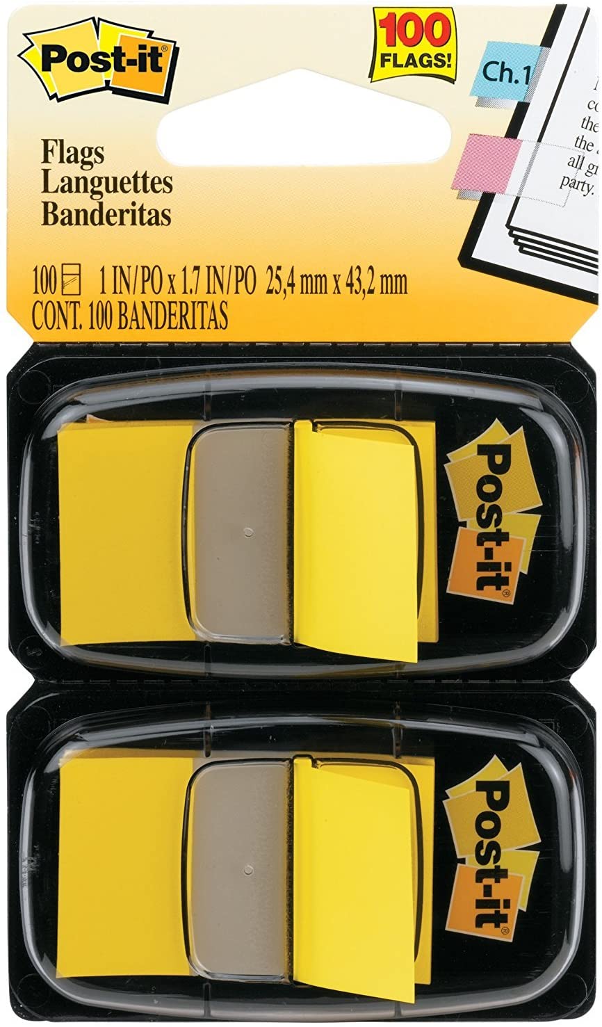 Post-it Flags Value Marking Flags in Dispenser. Yellow. 1 in Wide (680-YW2) 50 Page (Pack of 12)