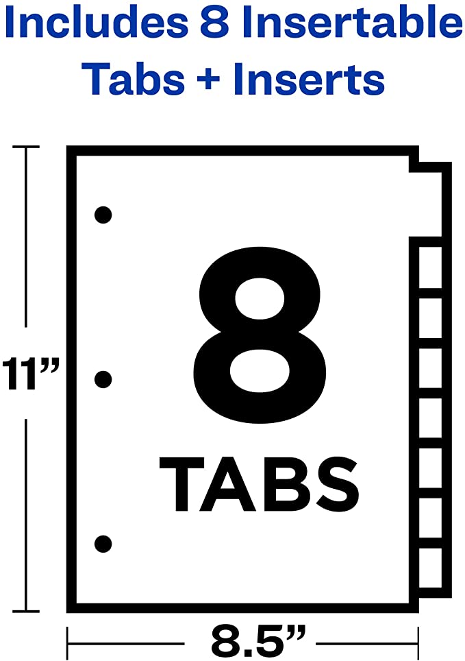 Avery Big Tab Insertable Two-Pocket Plastic Dividers. 8 Multicolor Tabs. Case Pack of 24 Sets (11907)