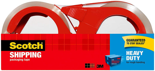Scotch Heavy Duty Packaging Tape. 1.88" x 54.6 yd. Designed for Packing. Shipping and Mailing. Strong Seal on All Box Types. 3" Core. Clear. 2 Dispensered Rolls (3850-2RD)