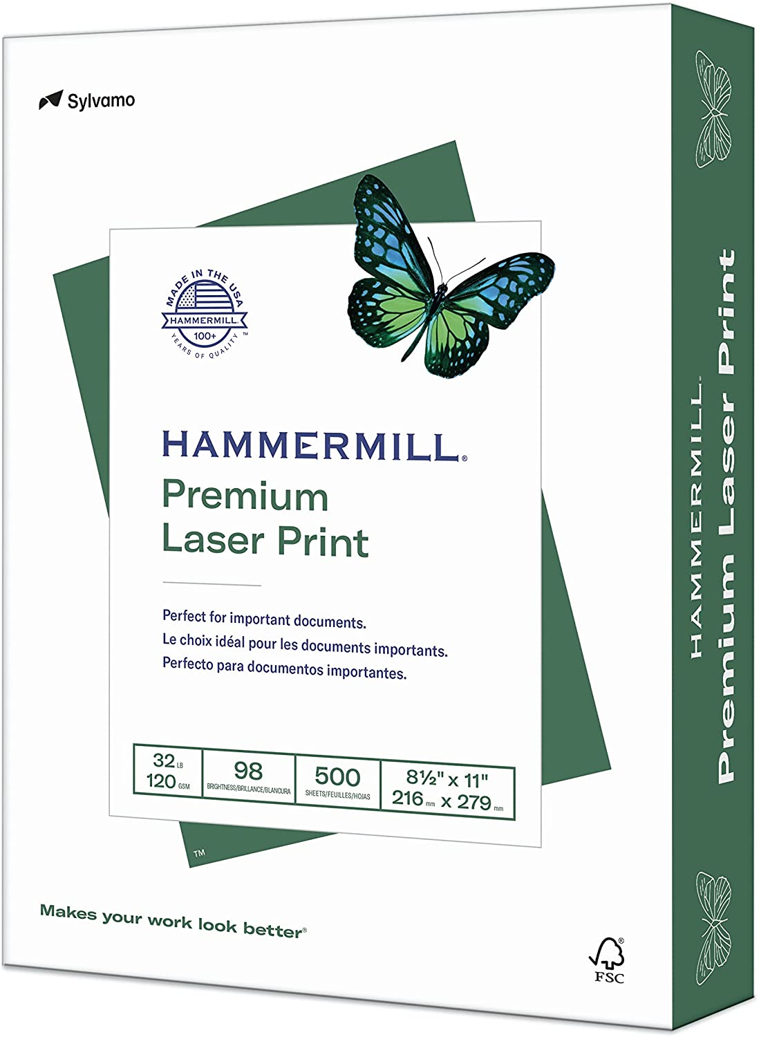 Hammermill Printer Paper, Premium Laser Print 32 lb, 8.5 x 11-1 Ream (500 Sheets) - 98 Bright, Made in the USA, 104646R