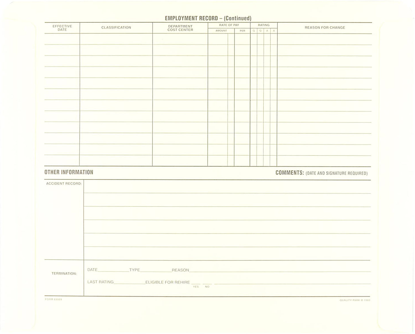 Quality Park Personnel Record Jacket, Flat Expansion, 9-1/2 x 11-3/4 Inches, 100 per Box (QUA69999)