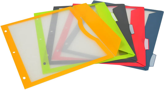 C-Line 5-Tab Binder Pockets with Write-On Index Tabs, Assorted Colors, 8.5 x 11 Inches, 5 Pockets per Set (06650)