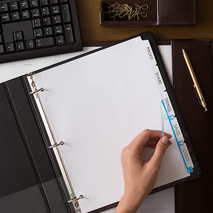 Avery 5-Tab Binder Dividers, Easy Peel Clear Labels for Copiers, Index Maker, White Tabs, 5 Sets (11421)