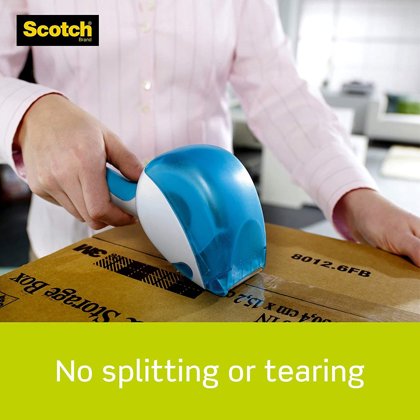 Scotch Sure Start Shipping Packaging Tape, 1.88" x 16.67 yd, Easy Start Every Time, 1 Roll with Dispenser (DP-1000)