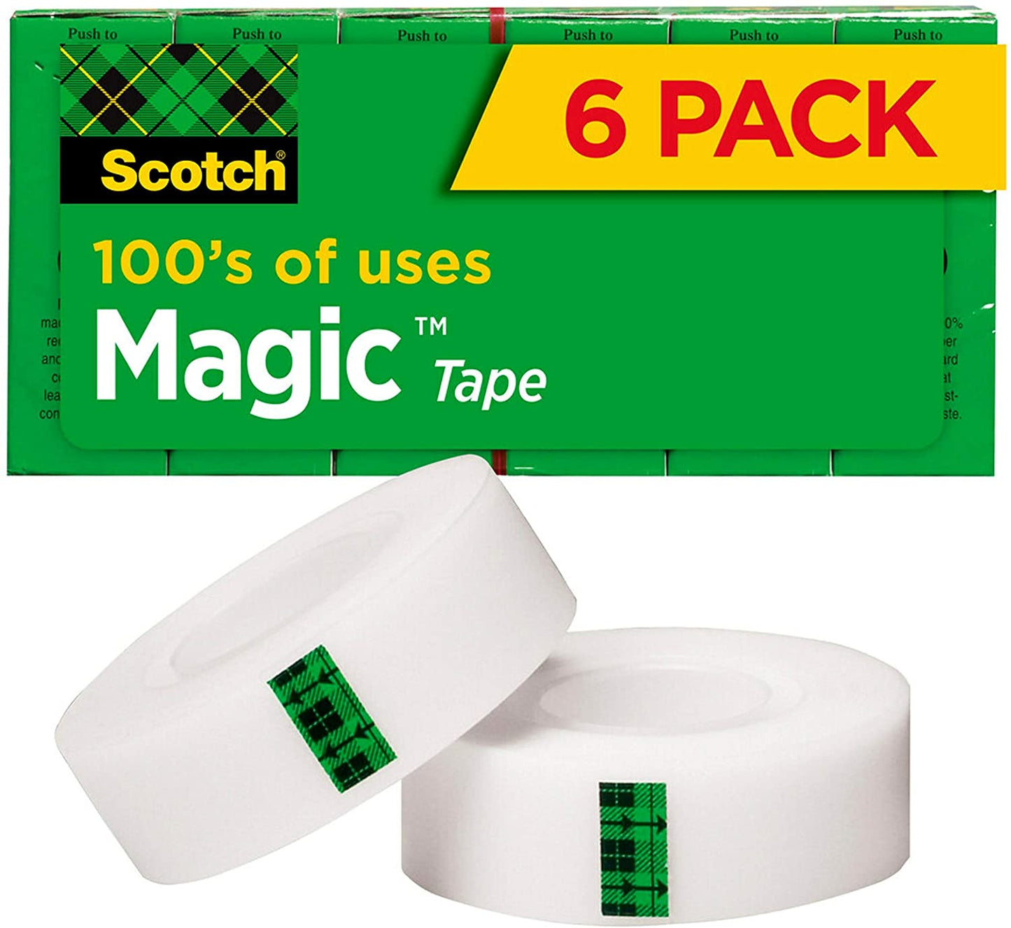 Scotch Magic Tape. 6 Rolls. Numerous Applications. Invisible. Engineered for Repairing. 3/4 x 1000 Inches. Boxed (810K6)