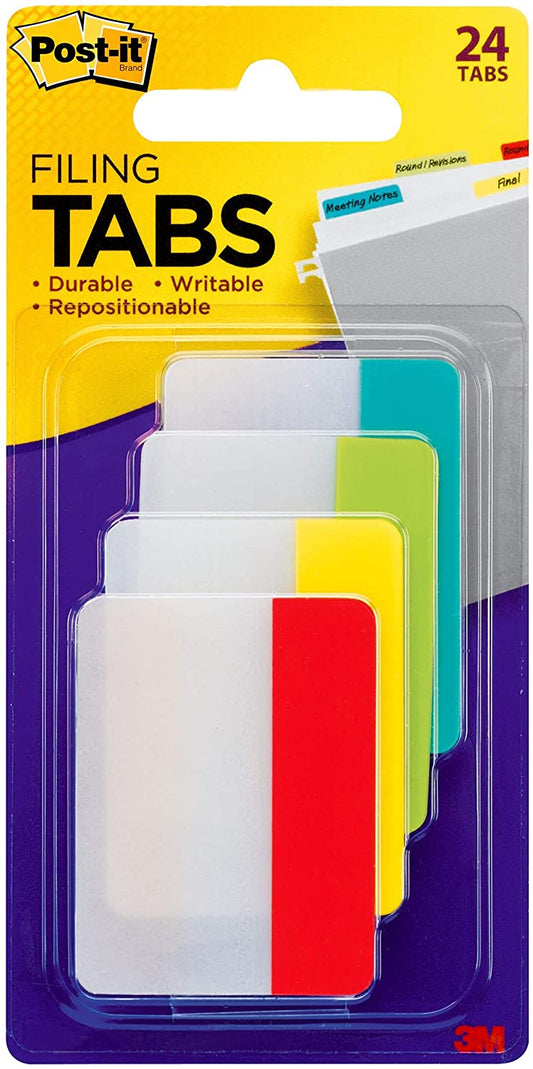 Post-it Tabs. 2 inch Solid. Assorted Primary Colors. 6/Color. 4 Colors. 24/Pk (686-ALYR)