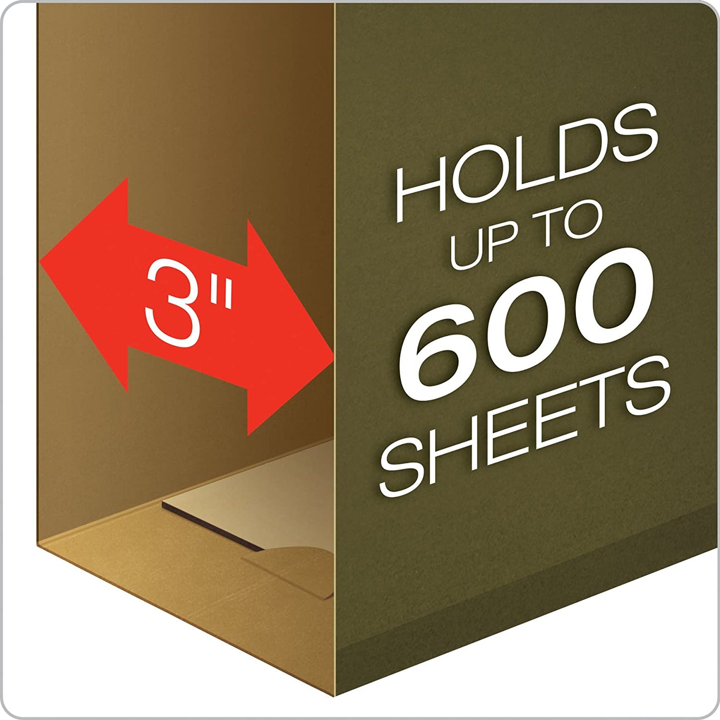 Pendaflex 04152X3 Extra Capacity Reinforced Hanging File Folders, 3", Letter Size, Standard green, 1/5 Cut, 25/BX (4152x3)