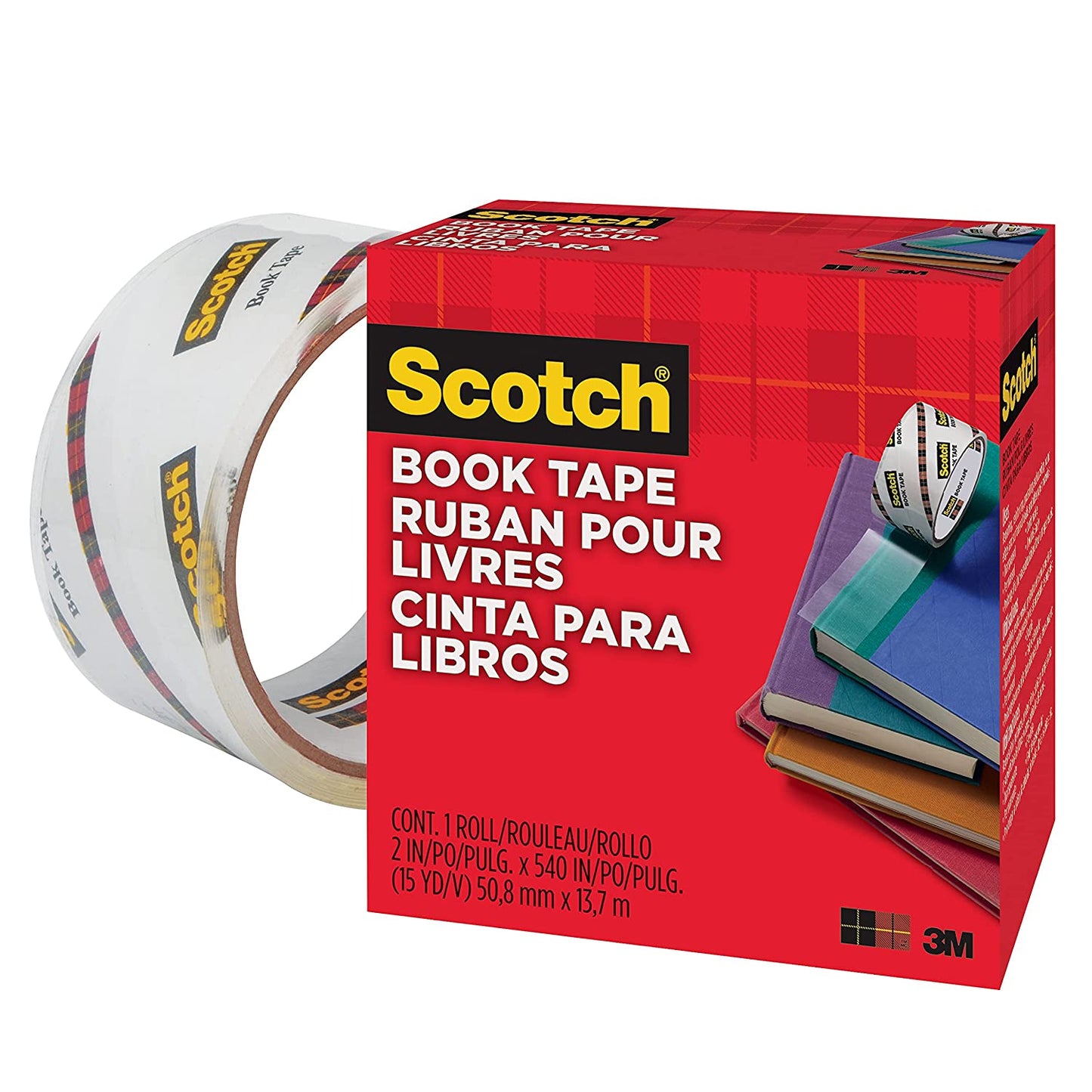 Scotch 845 Book Tape, 2 Inches x 15 Yards, 3 Inch Core, Crystal Clear