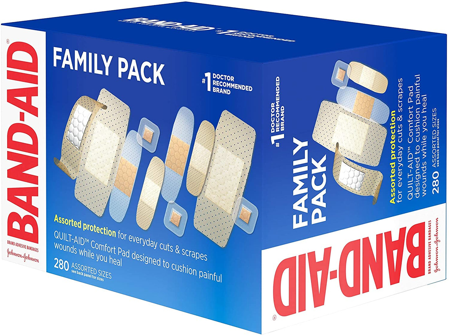 Band-Aid Brand Adhesive Bandage Family Variety Pack. Sheer and Clear Flexible Bandages for Wound Care and First Aid. Assorted Sizes. 280 ct