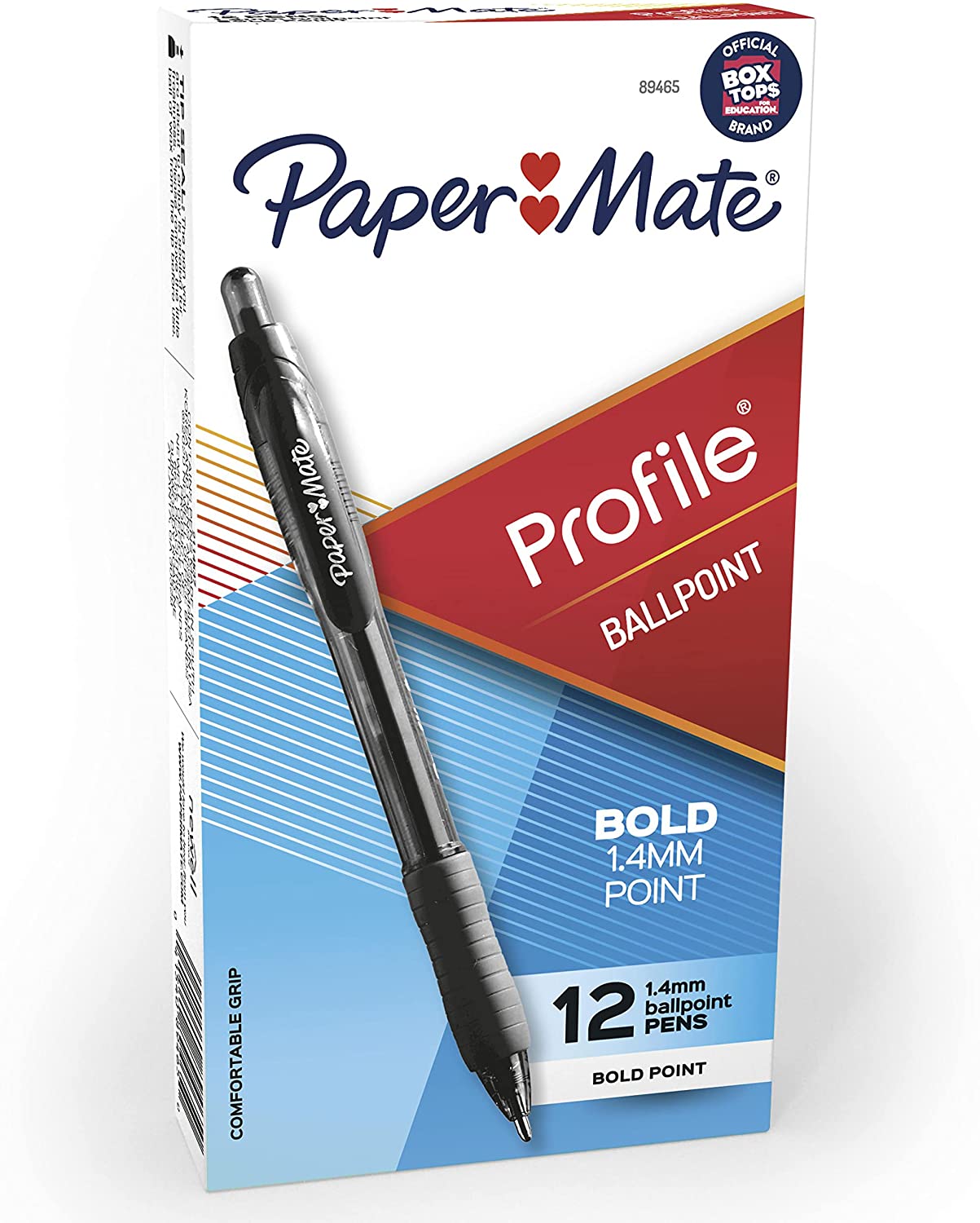 Paper Mate 89465 Profile Retractable Ballpoint Pens, Bold (1.4mm), Black, 12 Count