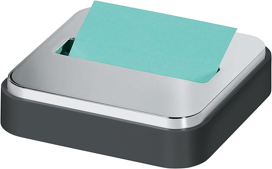Post-it Dispenser Sticky Dispenser. 3x3 in. Black & Silver. Easy One Handed Dispensing (STL-330-B)