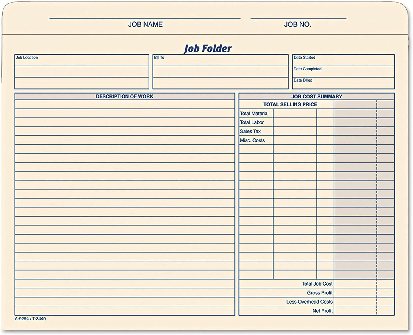 TOPS Job Folder File Jackets, 11.75 x 9.5 Inches, Manila, 20-Pack (3440)