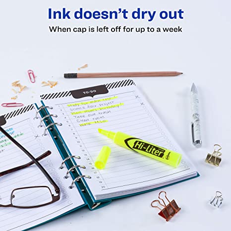Avery Hi-Liter Desk-Style Highlighters. Smear Safe Ink. Chisel Tip. 12 Fluorescent Yellow Highlighters (24000)
