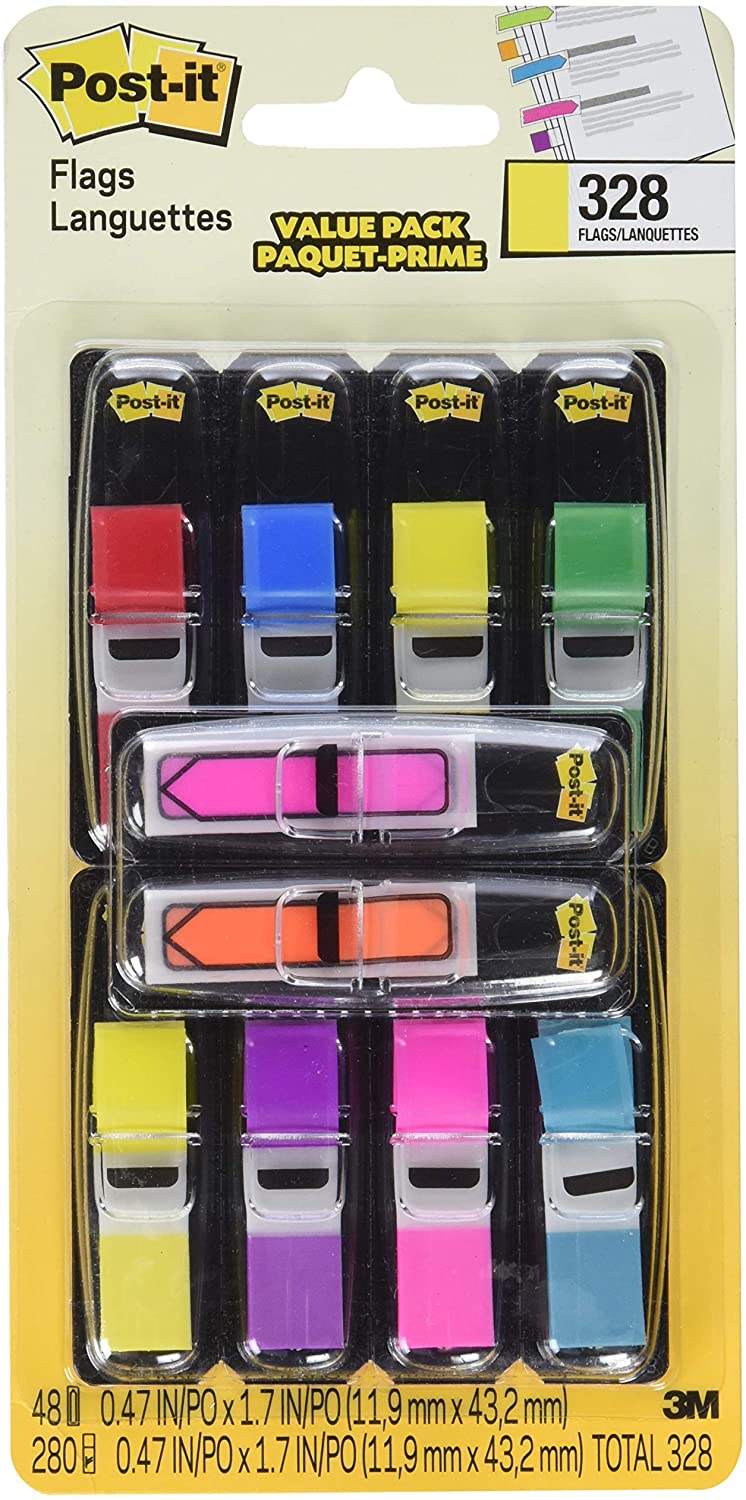 Post-it Flags Value Count. Assorted Colors. 280+48 Bonus Arrow Flags (683-VAD1) Packaging may vary